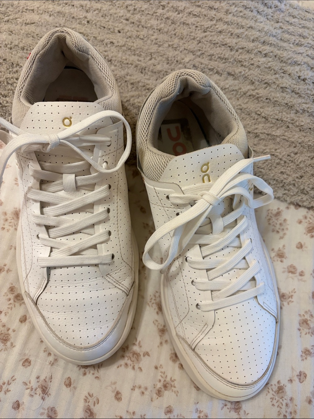 On Running Women's White Sneakers with Blush Heel Accent - Picture 6 of 16